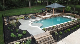 Geometric Pool with Patio Cover