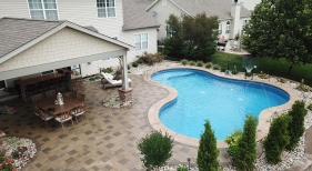 Freeform Pool with Covered Patio Area